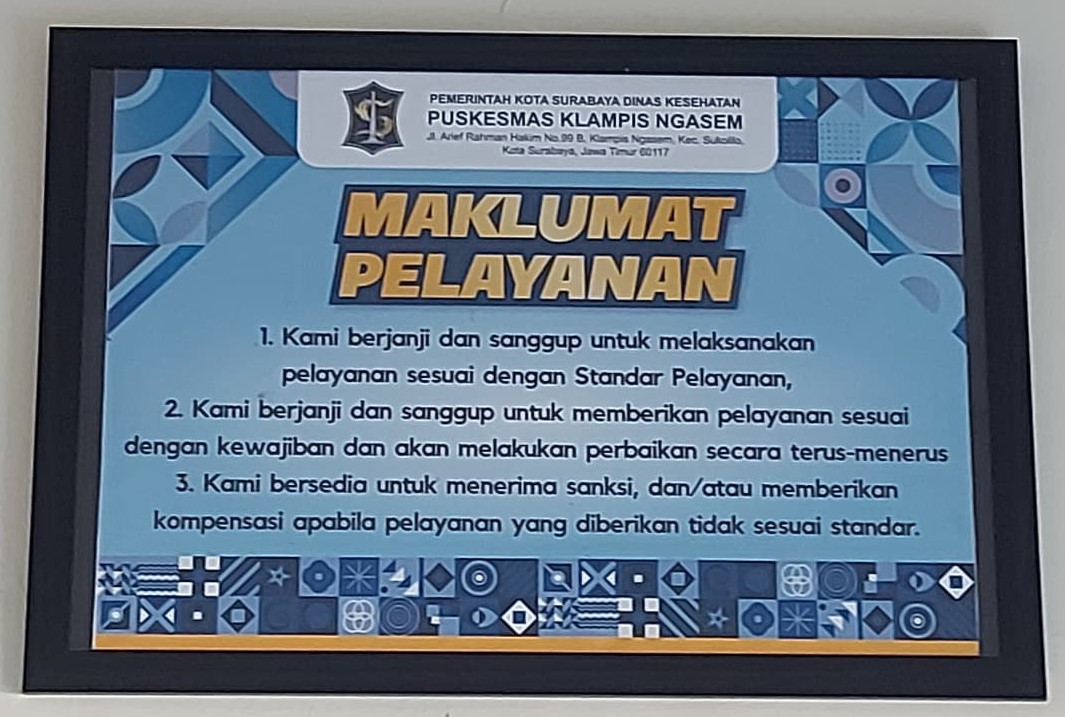 Maklumat Puskesmas Klampis Ngasem